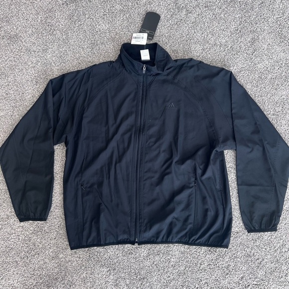 NWT! Adidas Vintage Men’s Black Climaproof Wind Training Zipup Jacket Size Large - Picture 1 of 9